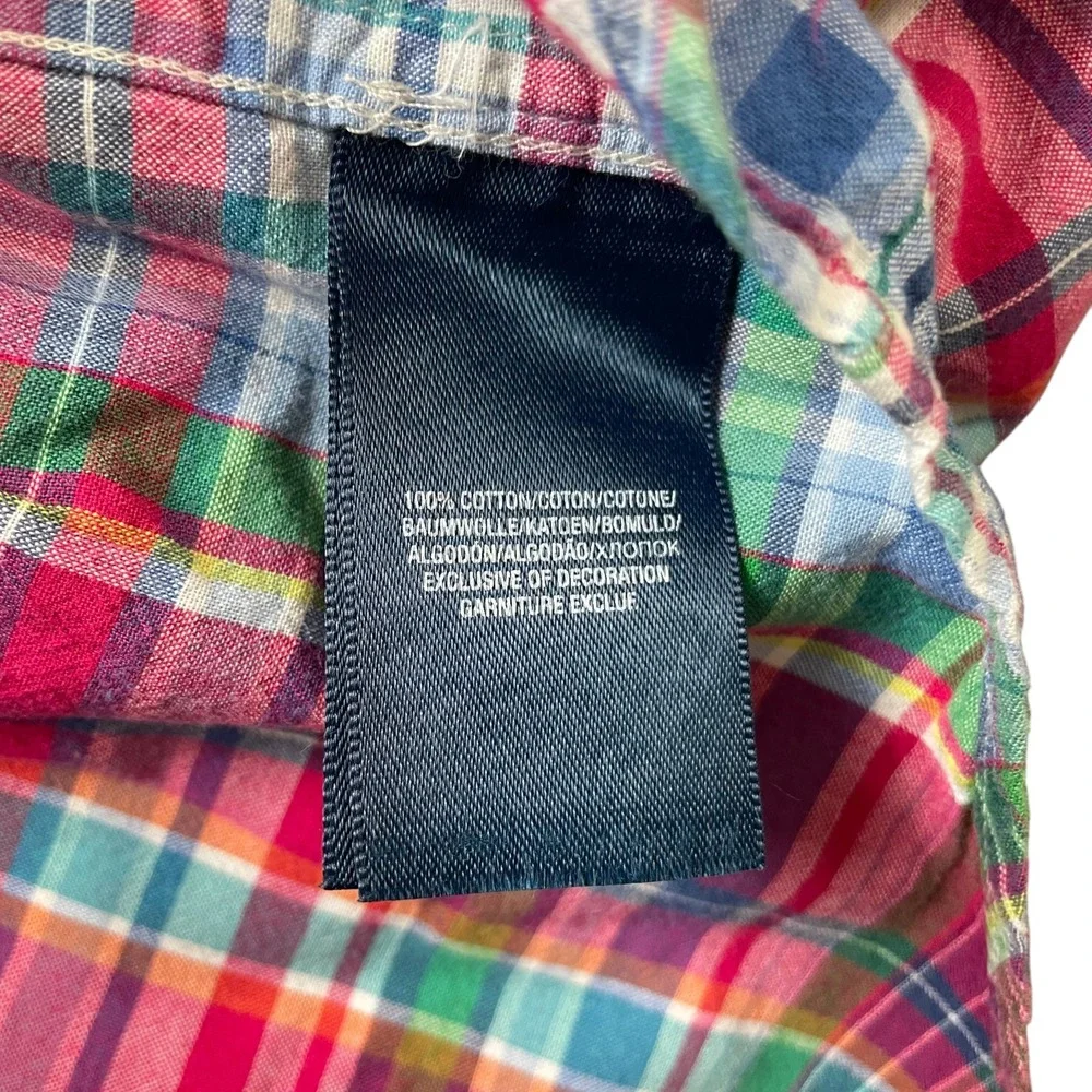 Ralph‎ Lauren Boys XL (18-20) Plaid Button Up Short Sleeve 100% Cotton